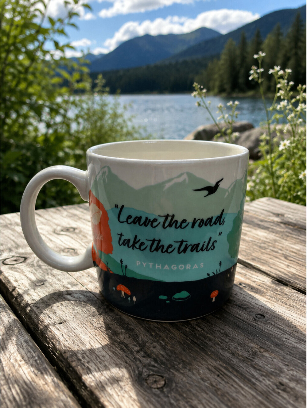 Ginger Fox Nature Walk Mug Leave the Road Take the Trails Pythagoras Quote